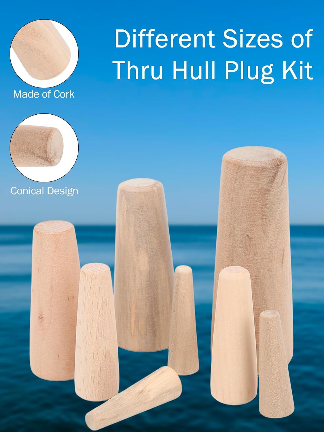 Soft Wood Plugs Tapered, 10pcs Marine Tapered Thru Hull Emergency Soft Wood Plugs Drain Plug Boat/Yacht Parts and Accessories