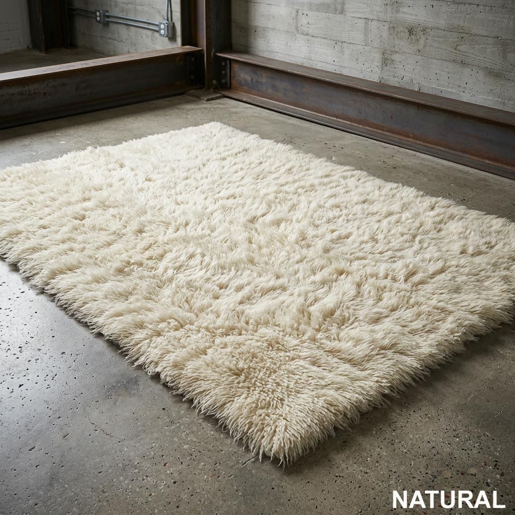 Stylish Super Thick Flokati Rug. Long 3.5” Organic Wool Pile. Authentic Greek flokati. Organic Natural Wool Area Rug. (5' x 7')
