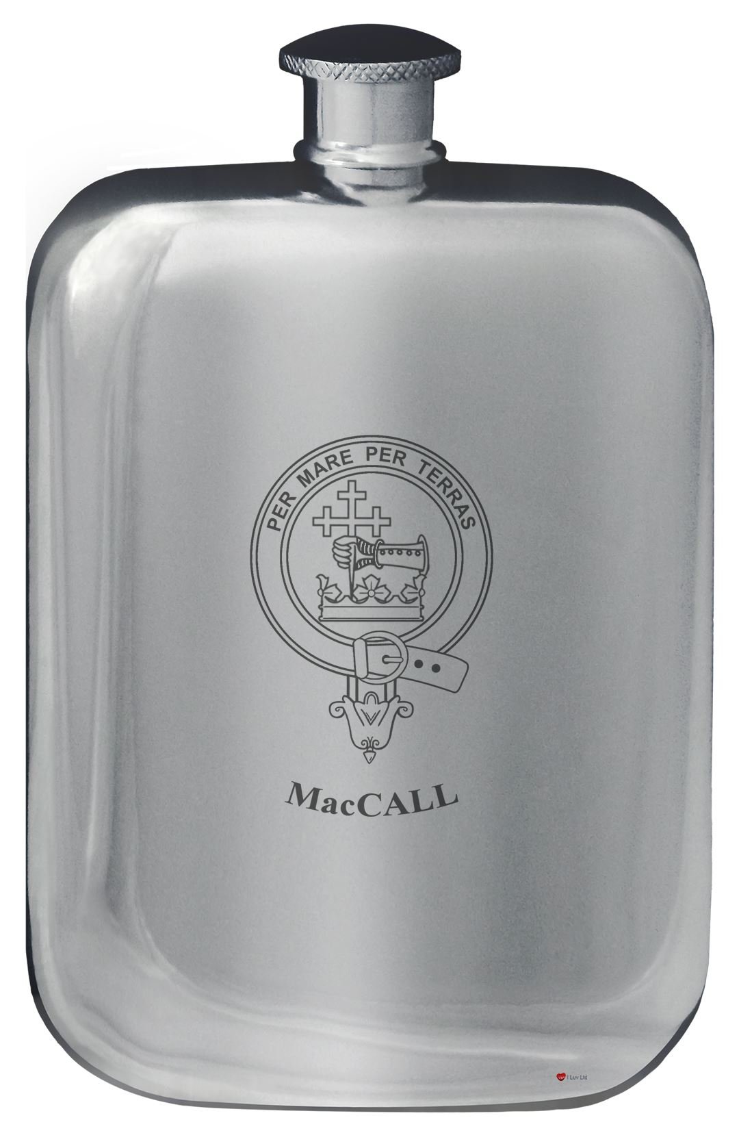 Flacon de poche MacCall en étain poli pour accompagner vos sorties nature et moments de partage