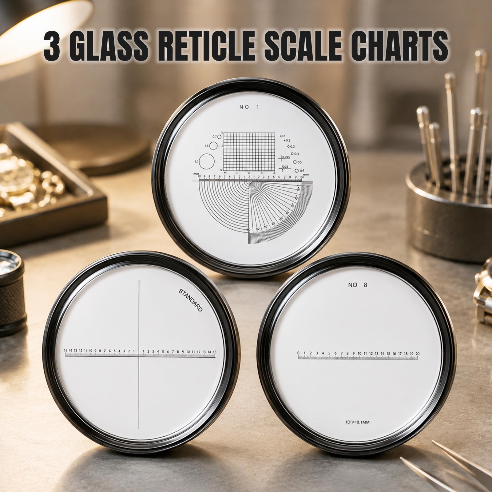 Lupa Recargable para joyeros con Luces LED y 3 Escalas de retícula, Campo de visión de 25 mm, Lupa de Ojo de Enfoque Ajustable para Gemas, Monedas, Relojes, Sellos, Plantas