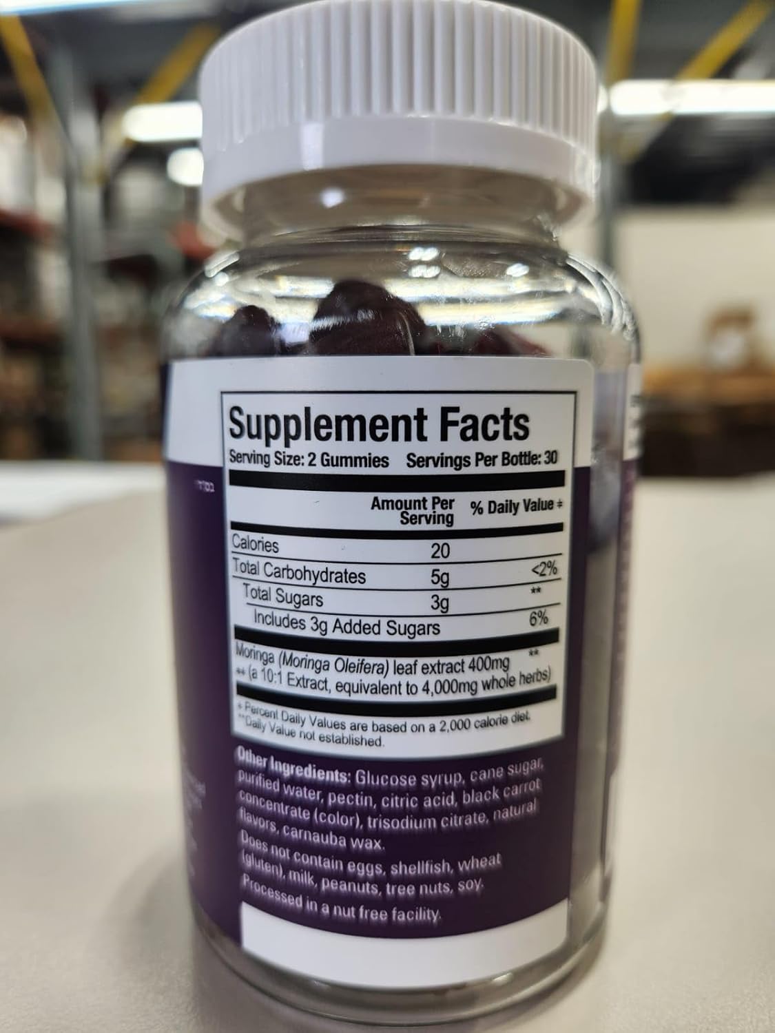 Viteey Moringa Gummies - 4,000mg [from 400mg of 10:1 Extract] of Moringa Supplement Super Greens Gummies - Antioxidant Wellness and Digestive Support - Vegan, Gluten Free - 120 Count