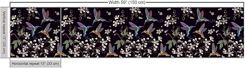 Miniatura 3 de Ambesonne The Yard, Flappy - Tela en flor de cerezo de cola ancha que vuelan alrededor de árboles de cerezo blanco, tela decorativa para tapicería y