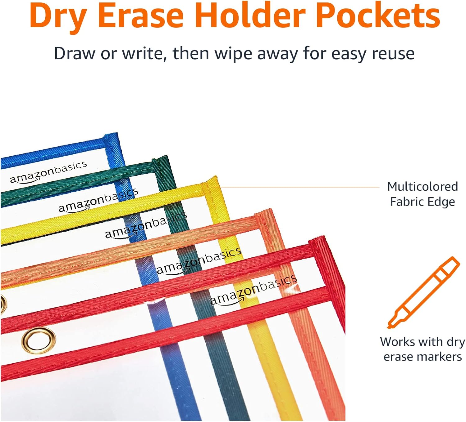  Basics Heavy Duty Dry Erase Ticket Holder Pockets 8.5" X 11", Pack of 25 : Office Products