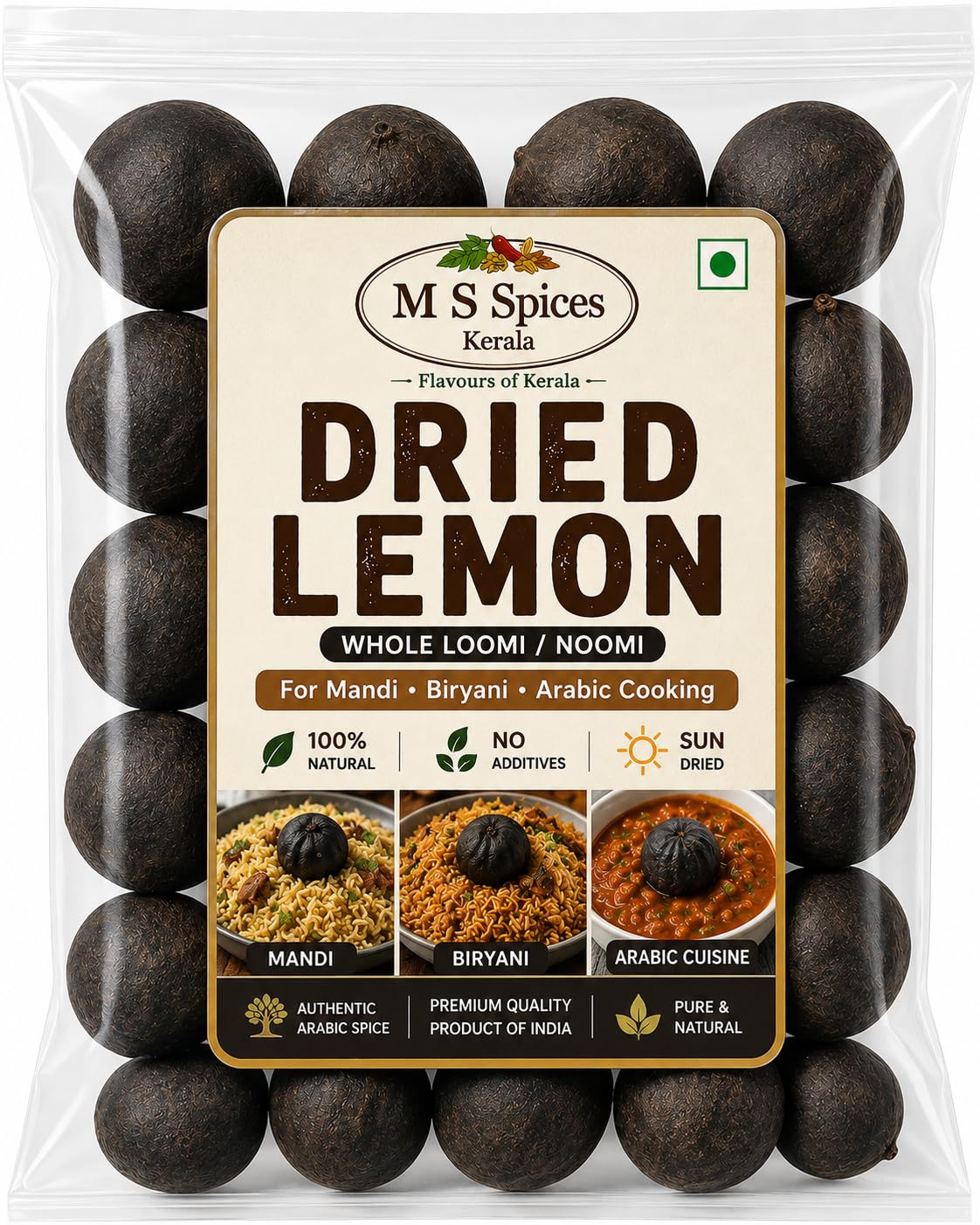 Black Dried Lemon, Authentic Arabic and Ethnic Spice, Single Pack
