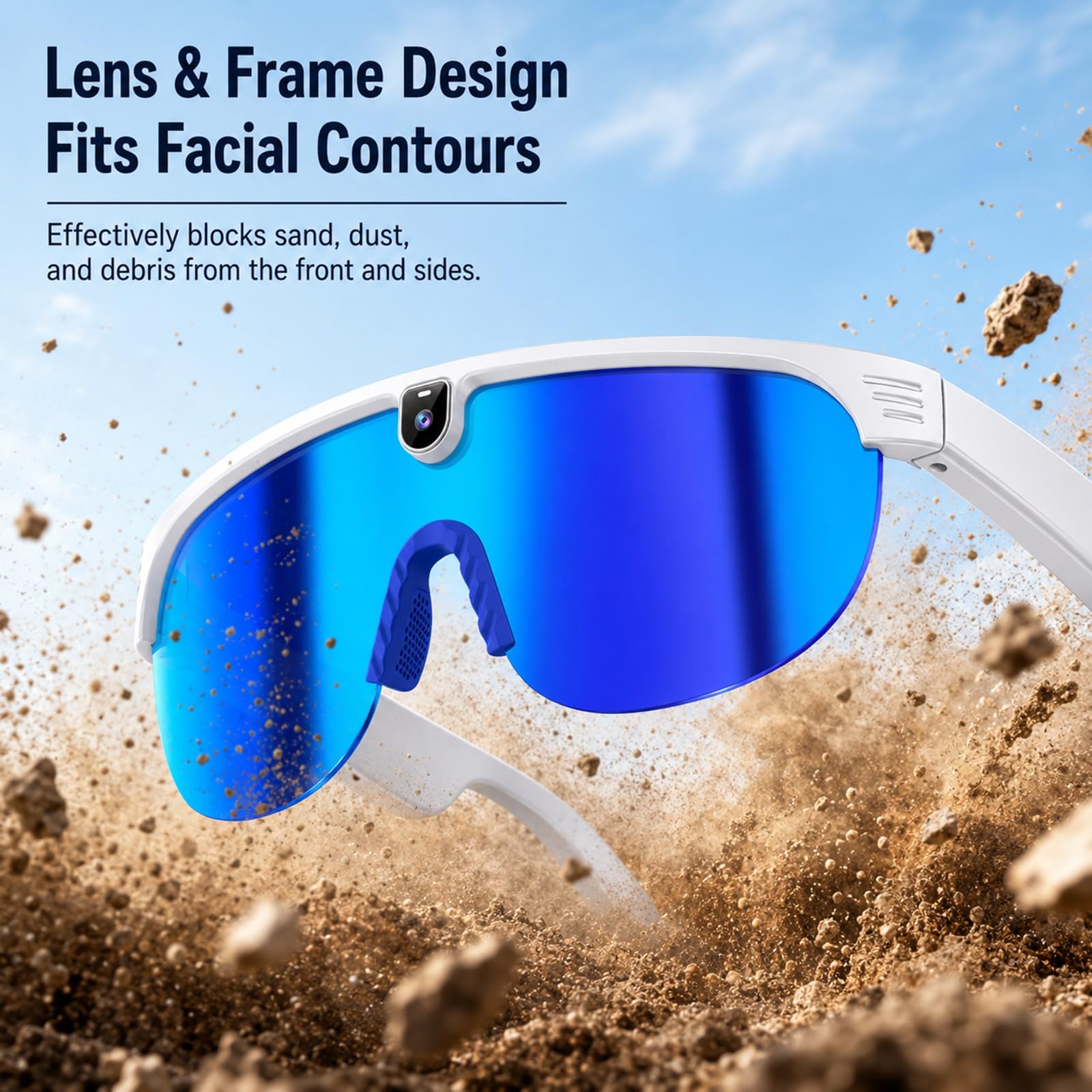 Lunettes-caméra Bluetooth Avec Enregistrement Vidéo HD 1080p, Lunettes De Soleil Intelligentes Avec IA Pour Hommes Et Femmes, Audio À Oreilles Libres, Traduction Vocale, Protection UV400(Blue)