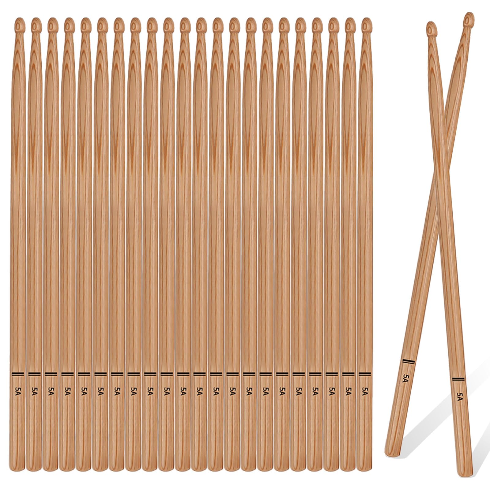 Baguettes De Batterie 5A En Chêne - Lot De 12 Paires - Pour Jazz, Pop, Débutants - Taille 40,6 Cm - 10