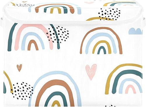 xigua Contenedores de almacenamiento de dibujos animados arcoíris con tapas y asa de transporte, cajas de almacenamiento plegables, contenedores