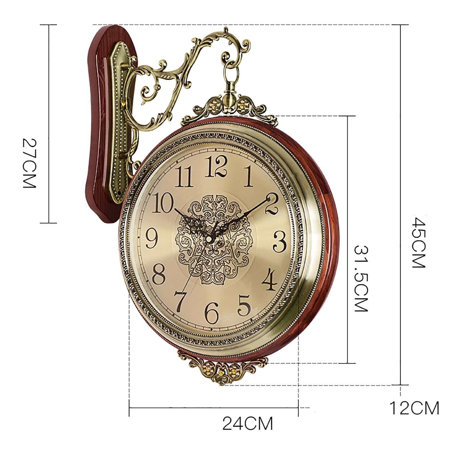 Reloj De Pared, Silencioso, Retro, De Doble Cara, Decorativo, Redondo, Sin Tictac, Funciona con Pilas, Ideal para Dormitorio Y Sala De Estar. Reloj De Bolsillo Creativo,