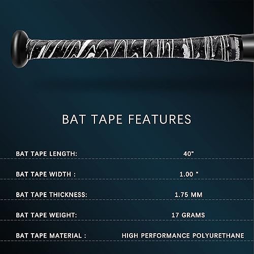Miniatura 5 de CHAMPKEY Cintas de agarre de bate de rendimiento para todo tipo de clima de 40 pulgadas (paquete de 2)  Cinta de murciélago cómoda y suave  Cintas
