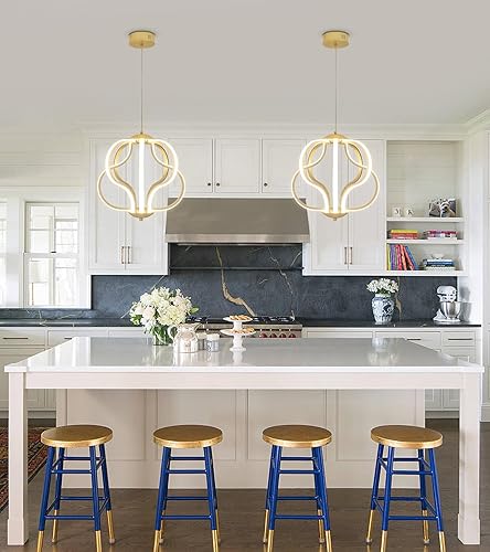 Miniatura 4 de Q&S Moderno candelabro LED, luces colgantes doradas para comedor, vestíbulo, entrada, cocina, sala de estar, 8 luces