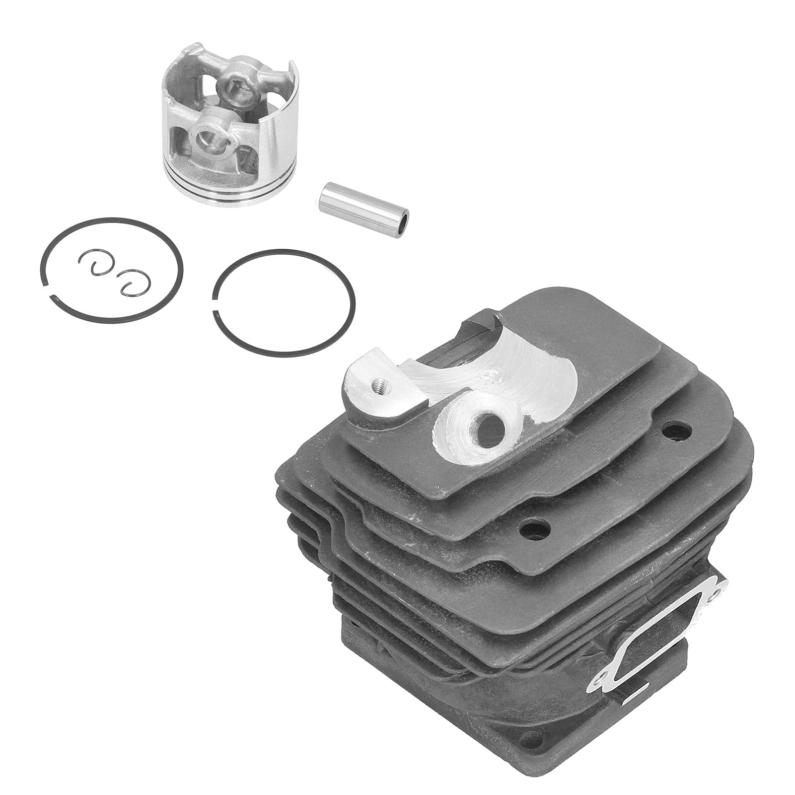 Cryfokt Zestaw Tłoka Cylindra Piły łańcuchowej MS461 o średnicy 52 Mm z Zaciskami, Trwałe Części do pił łańcuchowych ze Stopu Aluminium do Narzędzi Ogrodowych, łatwe w Montażu w Celu Zwiększenia