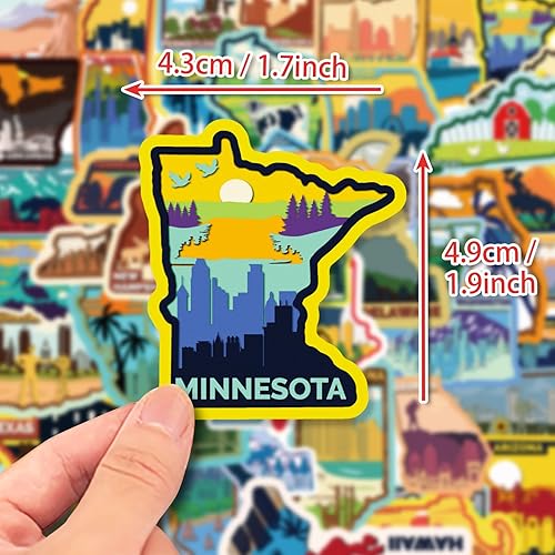 Miniatura 4 de 50 calcomanías de mapa de Estados Unidos, calcomanías de vinilo impermeables para equipaje, botella de agua, laptop, patineta, bicicleta, cuadernos,