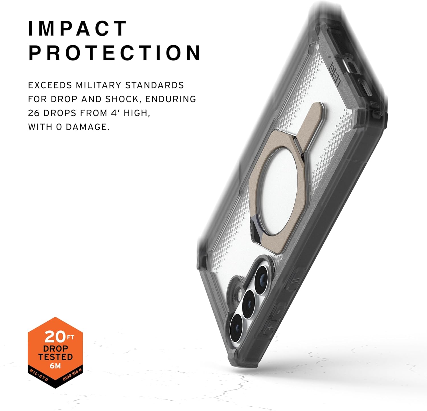 URBAN ARMOR GEAR UAG for Samsung Galaxy S26 Plus Case 6.7" with Kickstand Plasma XTE - Magnetic Charging Compatible Transparent Rugged Military Drop Tested Protective Cover, Ash/Titanium