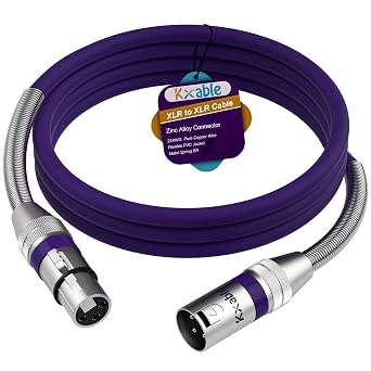 Kxable XLR to XLR Cable 1 Feet, Premium XLR Microphone Cable, Heavy Duty 22AWG OFC XLR Male to Female Cord, 3-Pin Shielded Mic Speaker Cable, Zinc Alloy Connectors, Metal Spring SR, Purple