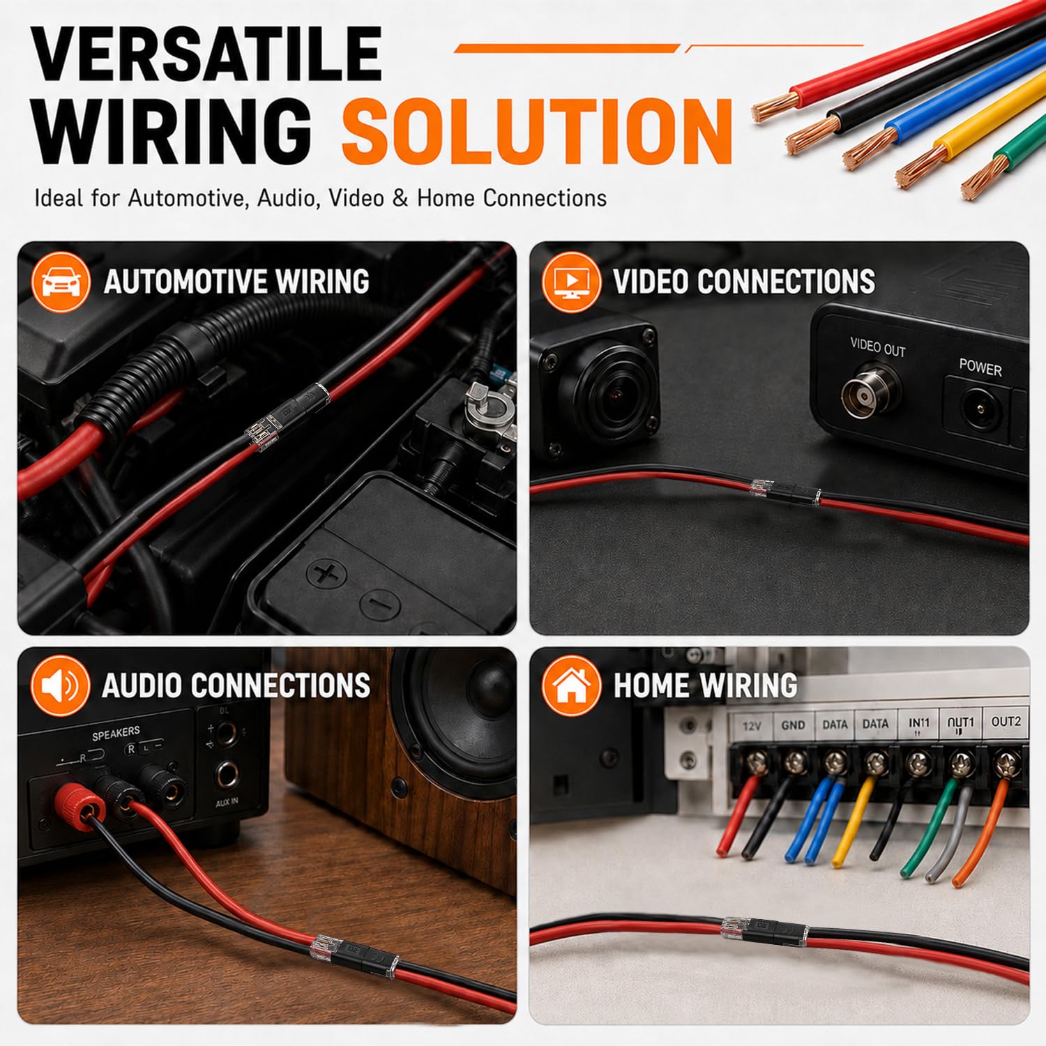 Connettori Rapidi Elettrici 60 Pezzi 18-22 AWG per Cavi Auto LED