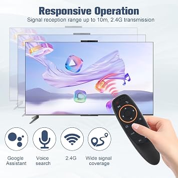Air Mouse Remote Control 2.4GHz Wireless Voice Remote G10s Voice Controller for Google Android TV Boxes Laptop Projektor HTPC All Models Smart TVs Computers Windows Mac OS via USB Receiver Up to 10m