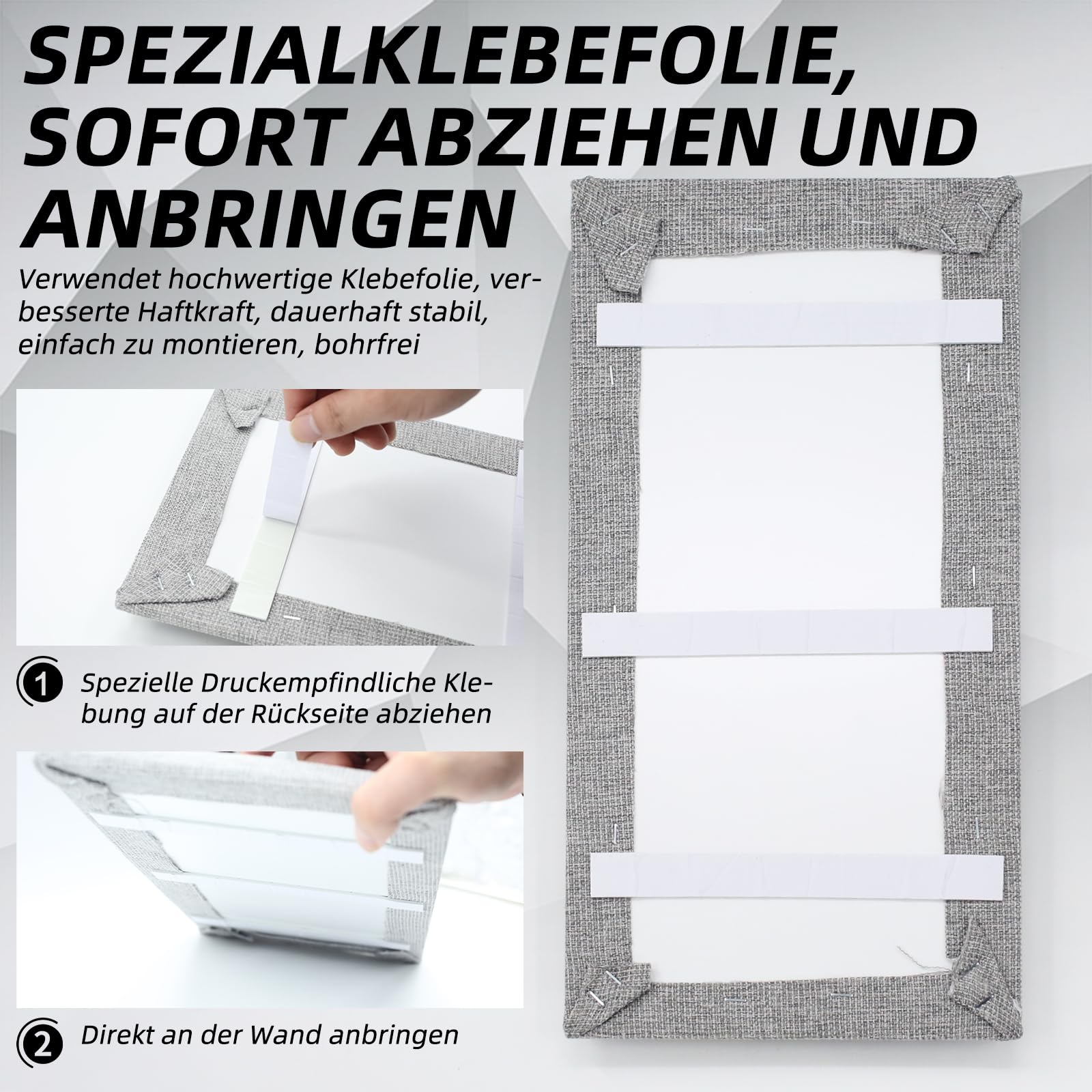 Polsterpaneele 4er Set, rechteckige Deko-Wandpaneele, als Kopfteil oder Prallschutzpaneel verwendbar, reduziert Lärm und verbessert die Akustik, 40x20 cm, hellgrau (hellgrau, 40 * 20cm)