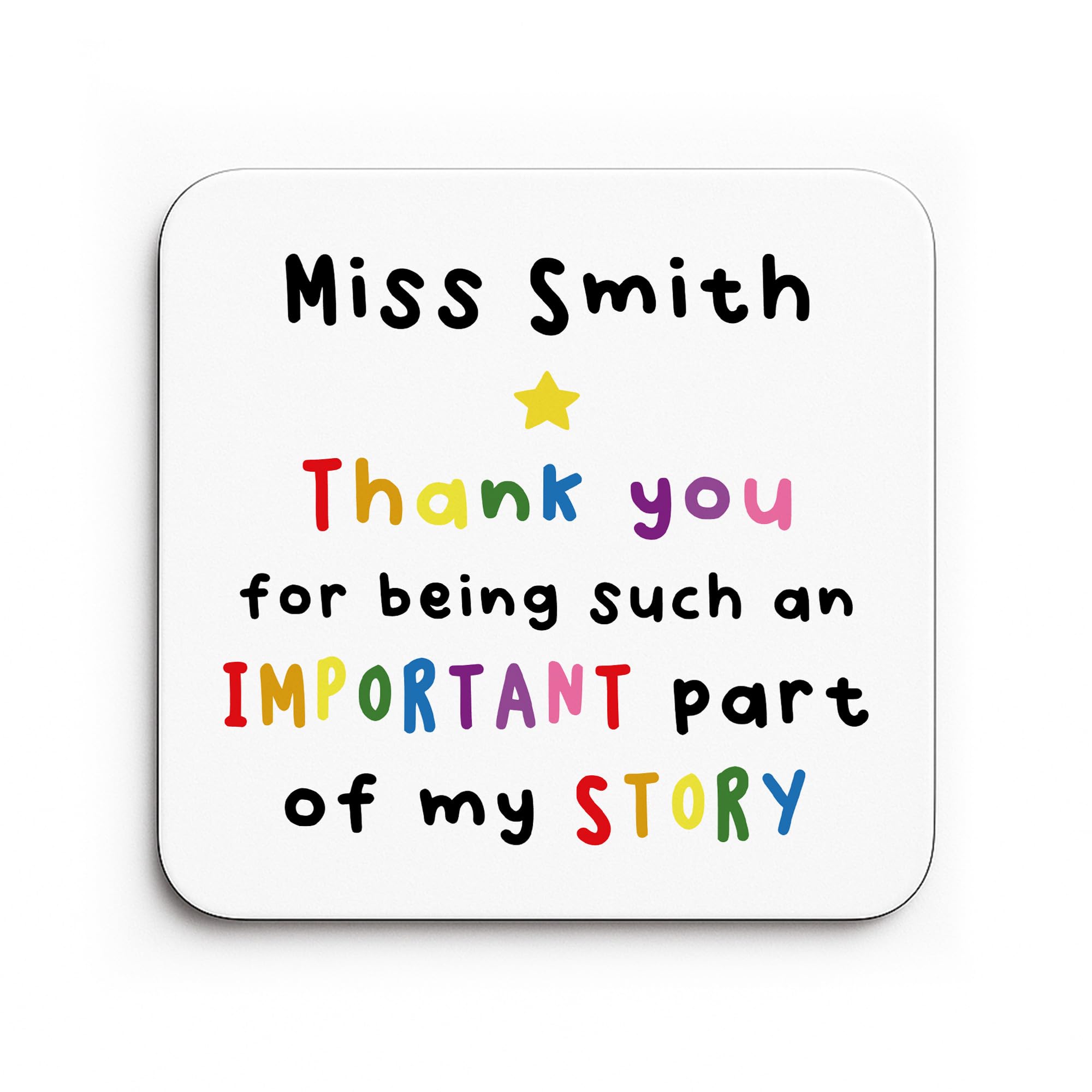 Red Ocean PERSONALISED Teacher Coaster Important Part Of My Story Teacher Appreciation Gift For Thanks Leaving School Nursery Gift From Student Child Keepsake
