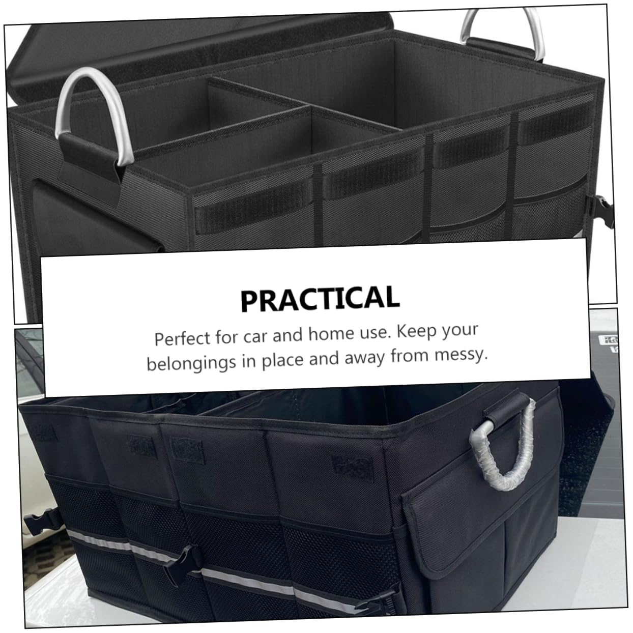 Mikinona Auto Kofferraum Aufbewahrungsbox, Klappbar, Oxford Cloth, Schwarz