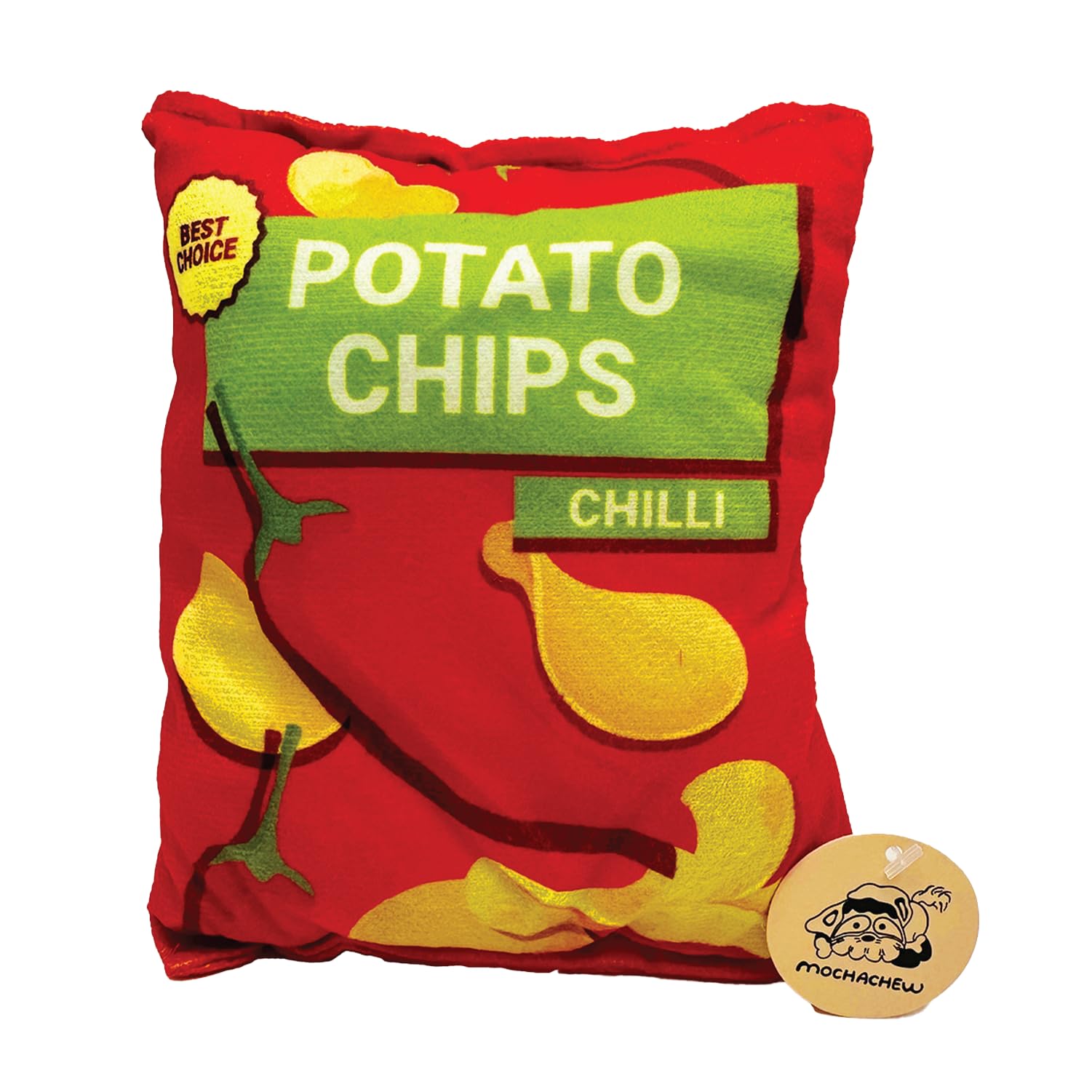 MOCHACHEW Squeaky chip Bag Shape Stuffing Dog Toy, Dog Toys for Small Dog, Chew Toy, Dog Squeaky Toy, Small Dog Toy, Interactive Dog Toy, Gift Toy for Dogs, Dog Indoor Toy (Chilli)