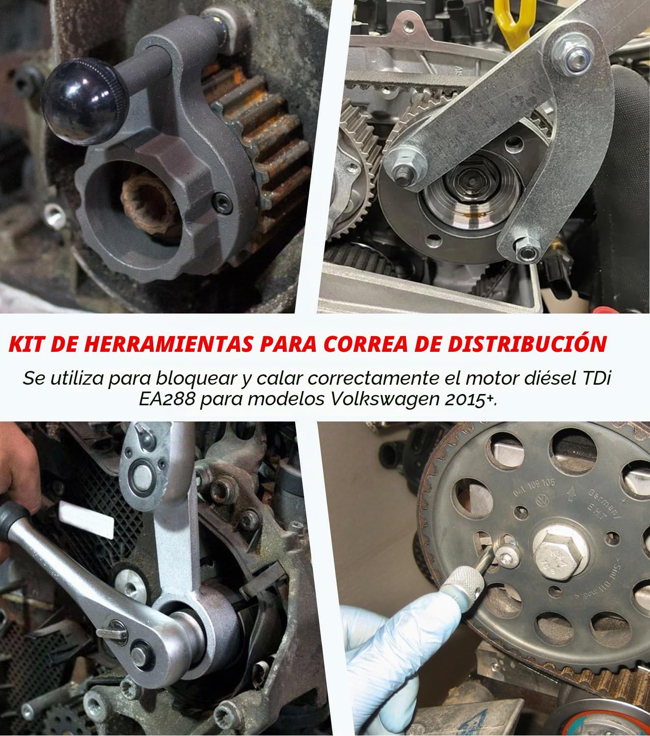 3830 Juego de herramientas para correa de distribución para VW/Audi TDI EA288 (CVCA/CRUA) - Incluye T10490, T10492, T10172, T10051, T3359