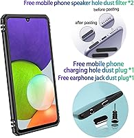 Vista 2 de Funda resistente para Samsung Galaxy A22 (4G), protector híbrido de goma de doble capa de grado militar con protector de cámara deslizante, soporte