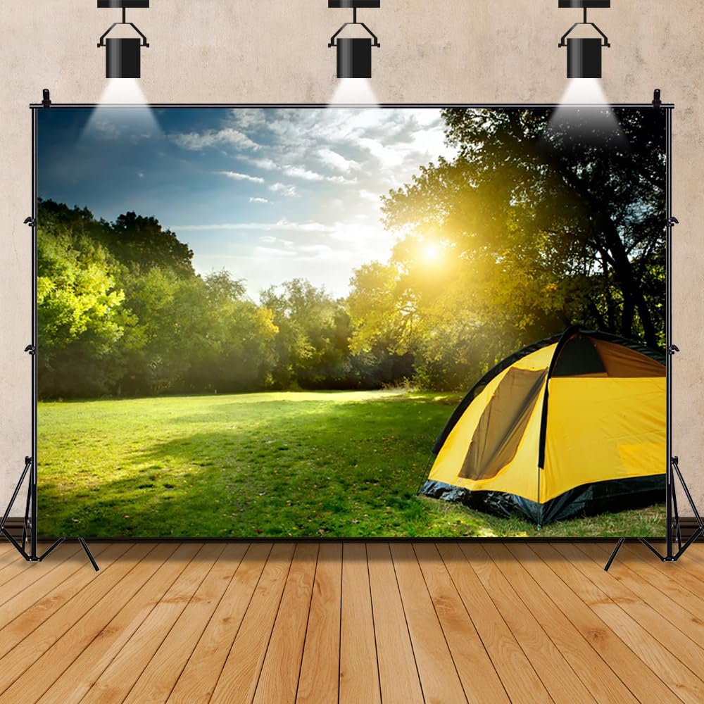 ZTHMOE Fotohintergrund Stoff – 2,1x1,5 M, Grüner Wald, Polyester, Für Fotografie & Dekoration