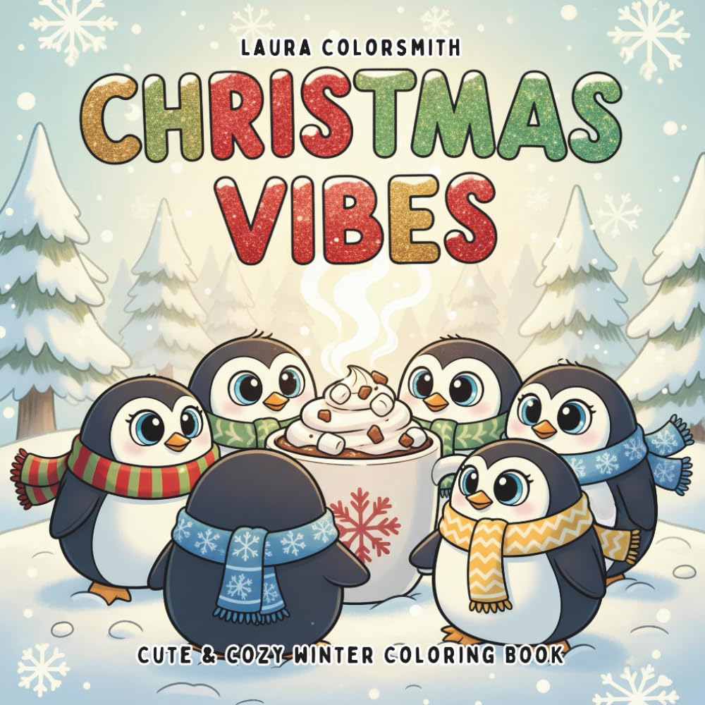 Christmas Vibes - Cute & Cozy Winter Coloring Book: A Cozy Holiday Coloring Book Featuring Cute Winter Characters, Simple Festive Scenes, and Easy ... and Joy (Coloring Book for Christmas)