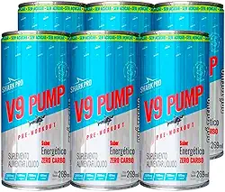 V9 Pump Drink Bebida Pré-Treino (Pack 6 Latas de 269ml) Shark Pro Sabor Energético