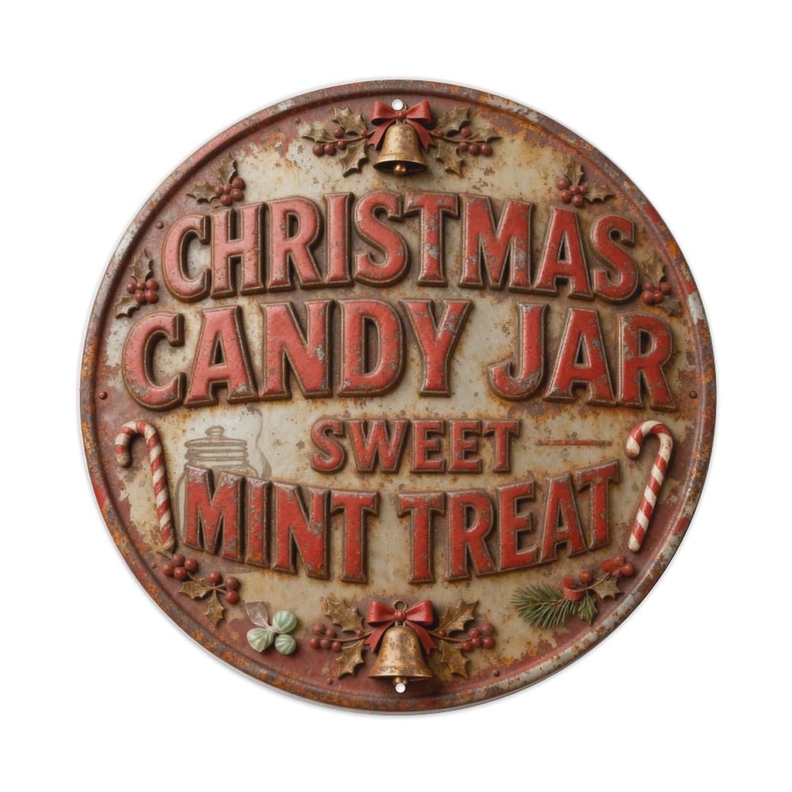 CHRISTMAS CANDY JAR SWEET MINT TREAT Metal Tin Sign Plaque