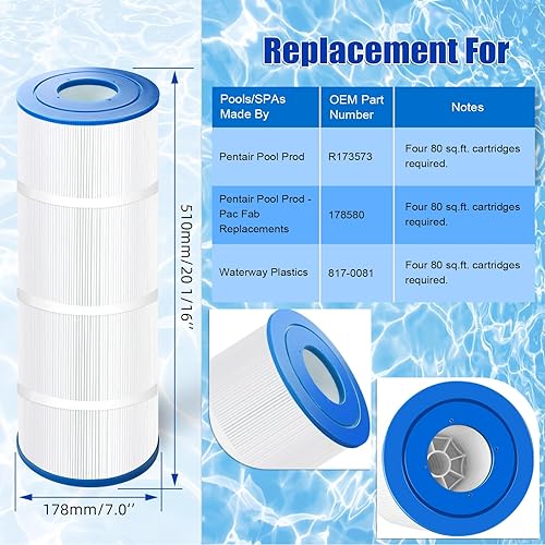Miniatura 4 de Cartucho de filtro de piscina CCP320 certificado NSF50 de repuesto para Unicel C-7470, Pleatco PCC80-PAK4, FC-1976,178580 se adapta a Clean & Clear