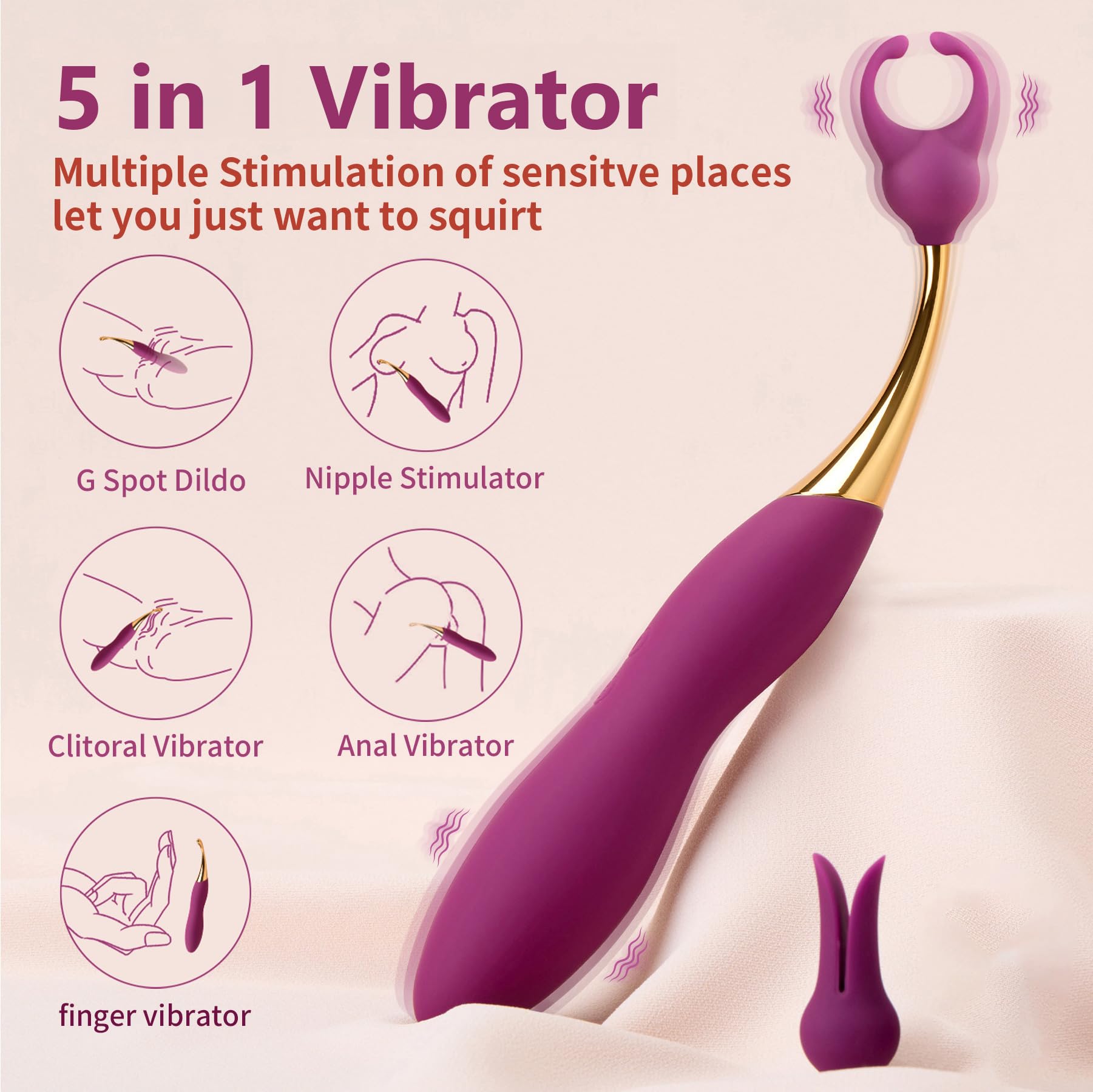 Clitoral Vibrator Sex Toys for Women - SVAKOM Female Squirting Vibrators Clit G-Spot Dildo Nipple Stimulator Anal Vibe - High Frequency Personal Massager Wand Adult Sensory Toy 2 Silicone Heads: Violet