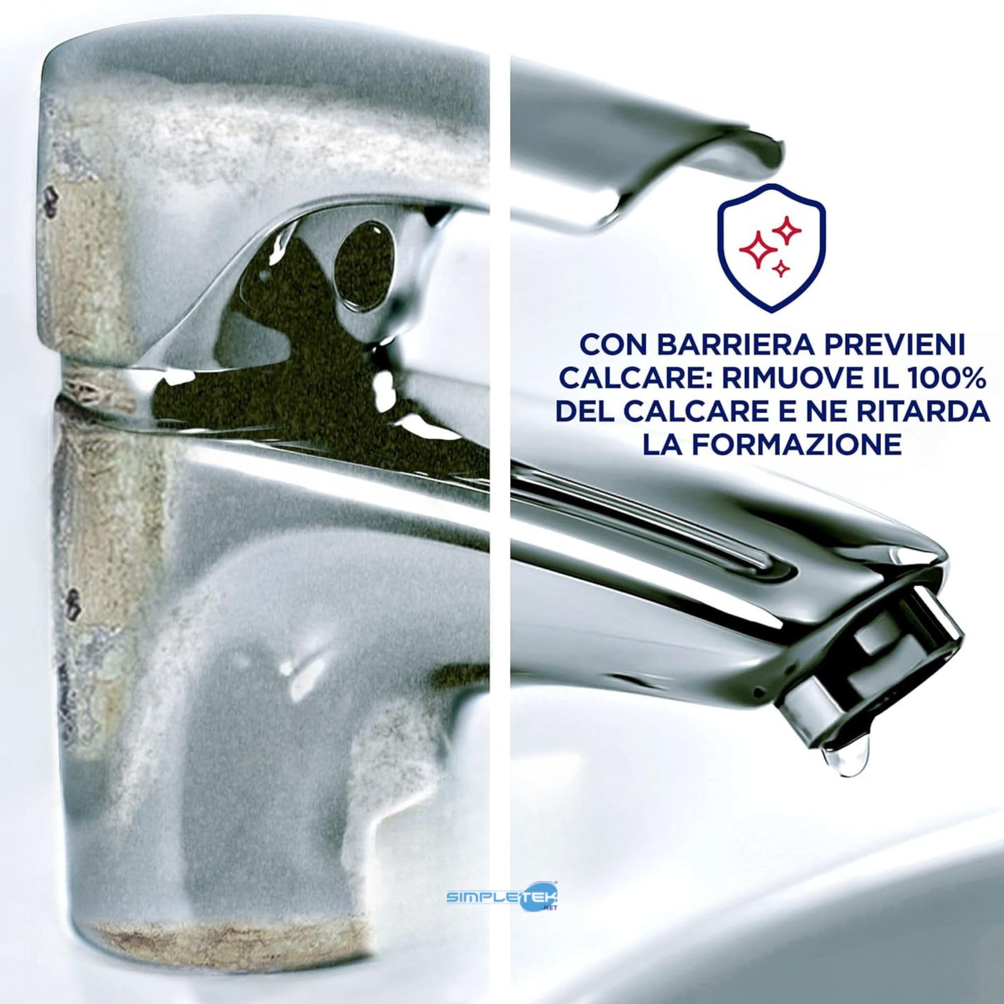 SIMPLETEK - Spray detergente 650ml | Scioglie il Calcare Ostinato | Formula in Schiuma con Barriera Protettiva | Eco-Flacone [12 pezzi]