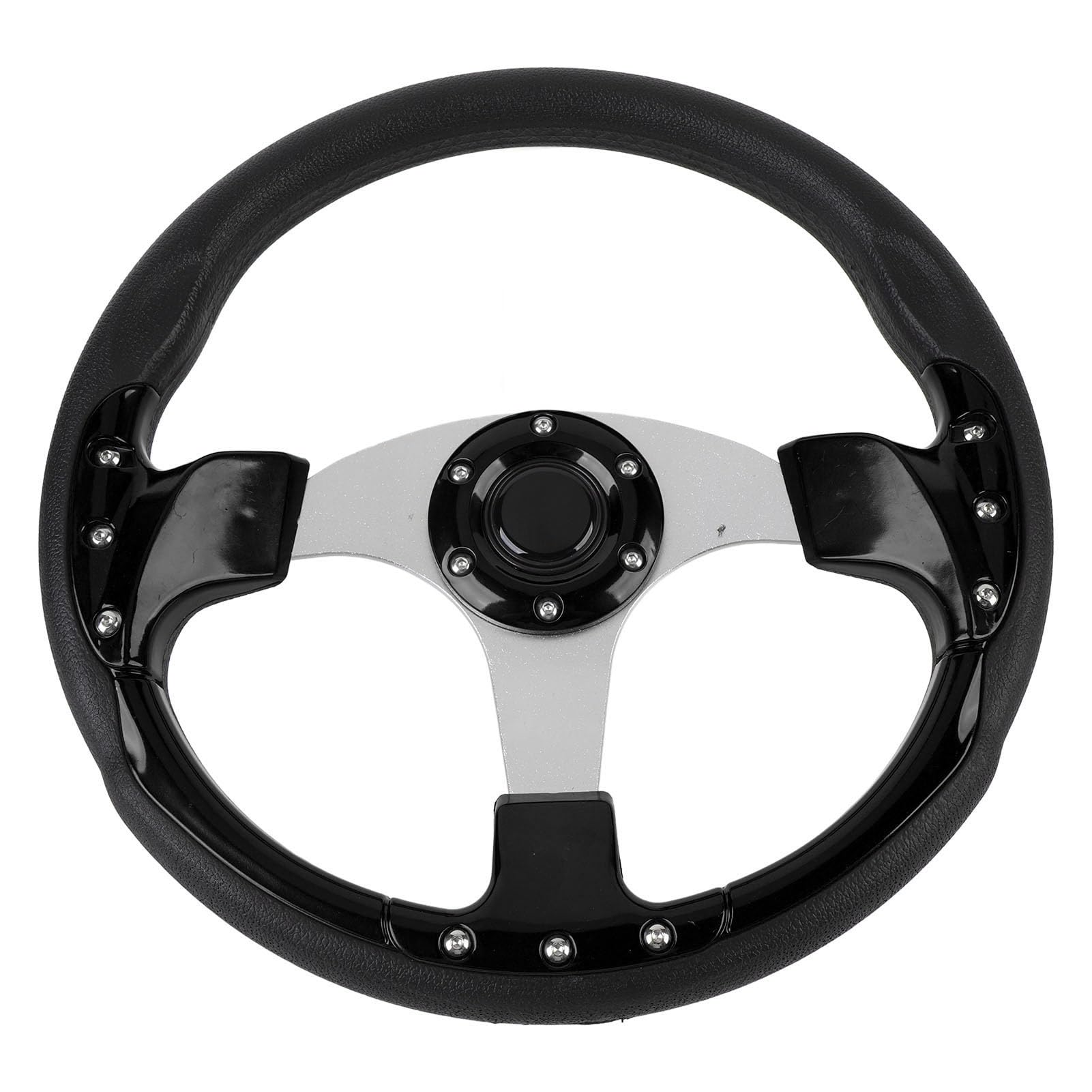 Fabater 14-calowa Kierownica Universal Racing z Przyciskiem Klaksonu |Sportowa Kierownica z Aluminium PU do Standardowego Adaptera Piasty z 6 Otworami (BLACK)