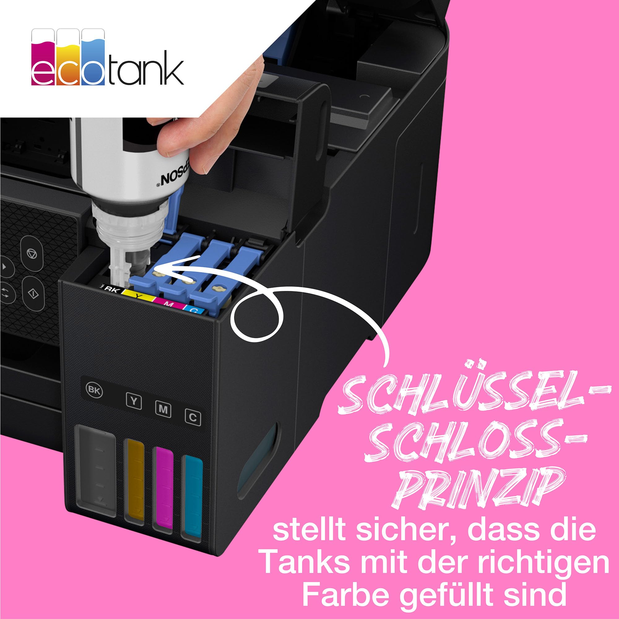 Epson EcoTank 102 Original Tintenflaschen 4x Farb-Multipack Schwarz Cyan Magenta Gelb