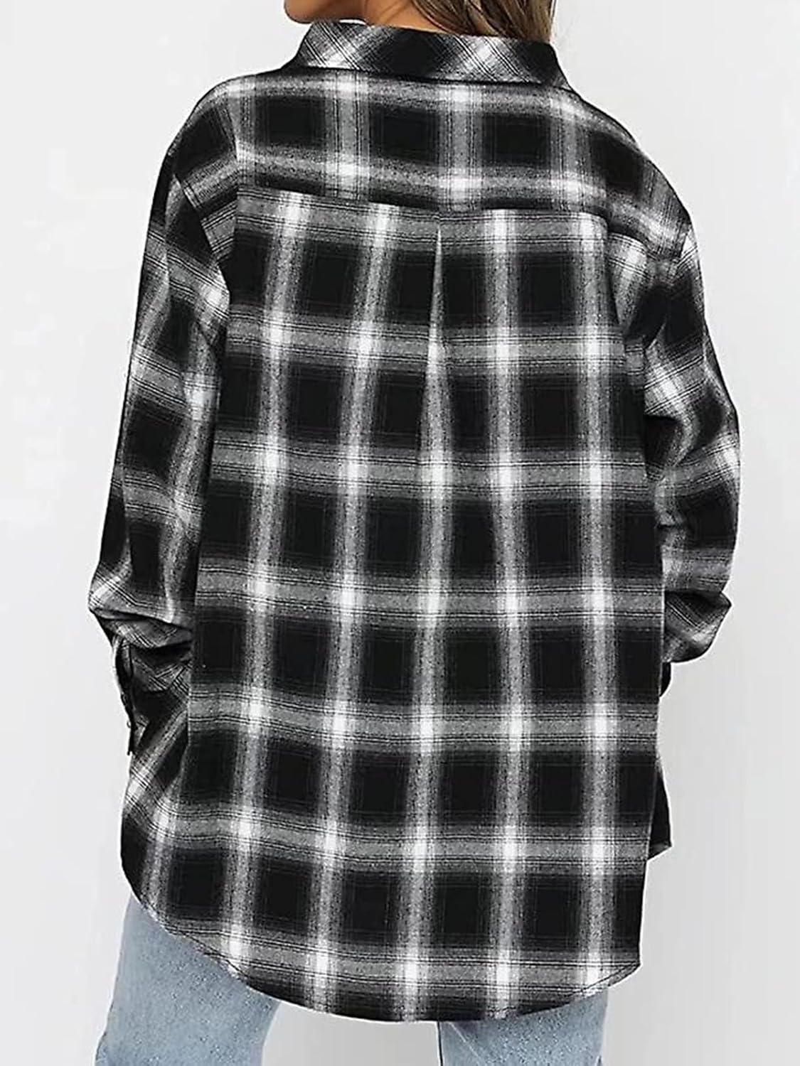 Womens Button Down Flannel Shirts Oversized Long Sleeve Plaid Shackets Casual Blouse Fall Tops 2025 - Image 5