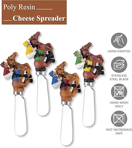 Miniatura 5 de Supreme Housewares Derby - Esparcidores de queso, mangos de resina pintados a mano con cuchillas de acero inoxidable para untar queso crema,