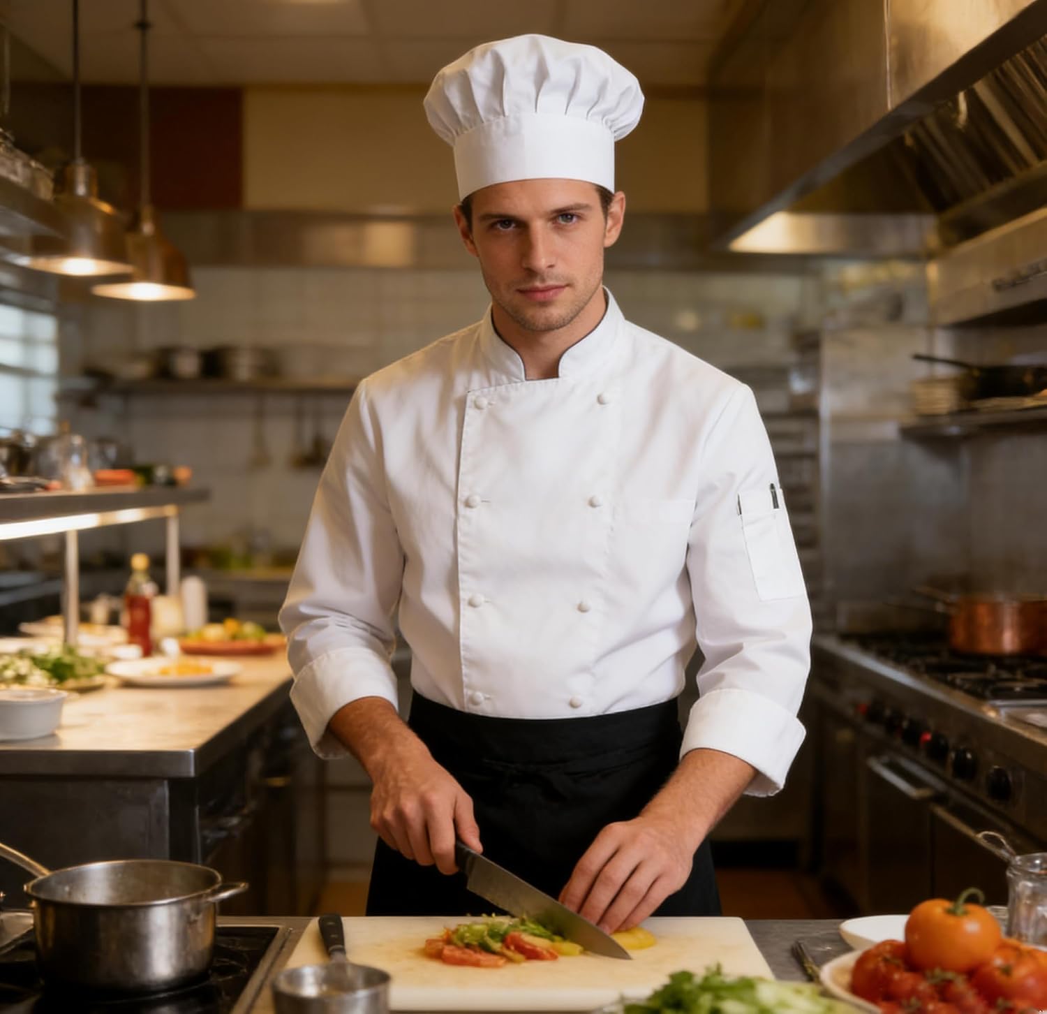 Unisex Chef Hat Adjustable Elastic Baker-Cap-Reusable-Kitchen-Cooking-Hats for Men Women Halloween Role Play