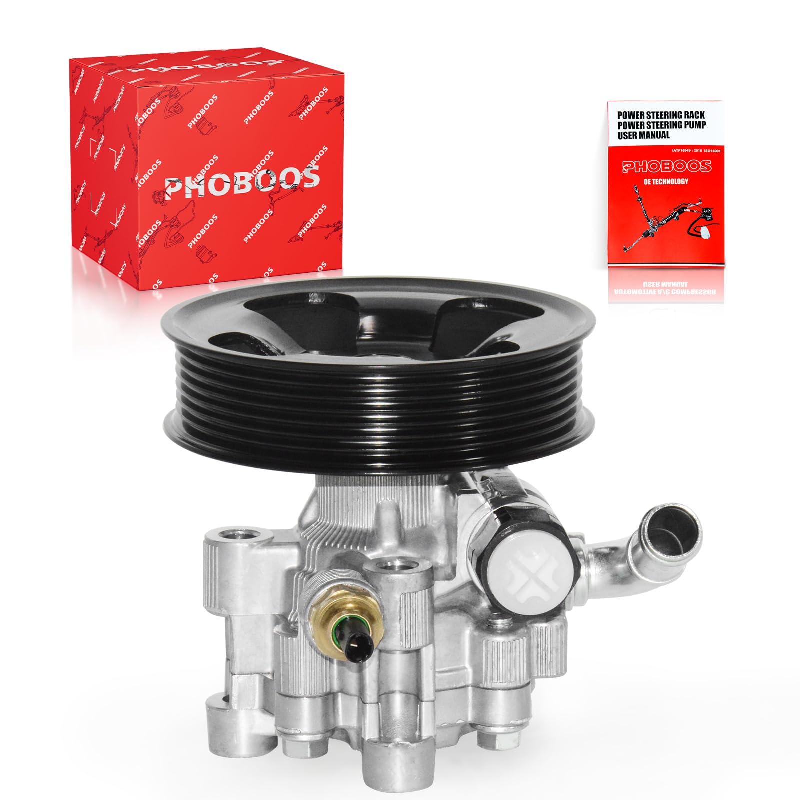 Photo 1 of PHOBOOS Power Steering Pump Compatible with Toyota Tacoma 2005-2015 4.0L, Lexus RX350 2007-2009 3.5L, with Outlet & Pulley, Smooth Steering, Low Noise, High Durability, Ref. 21-5447