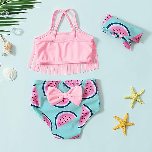 Miniatura 2 de Traje de baño para niñas y bebés, traje de baño para niños pequeños, traje de baño de 3 piezas, conjunto de playa