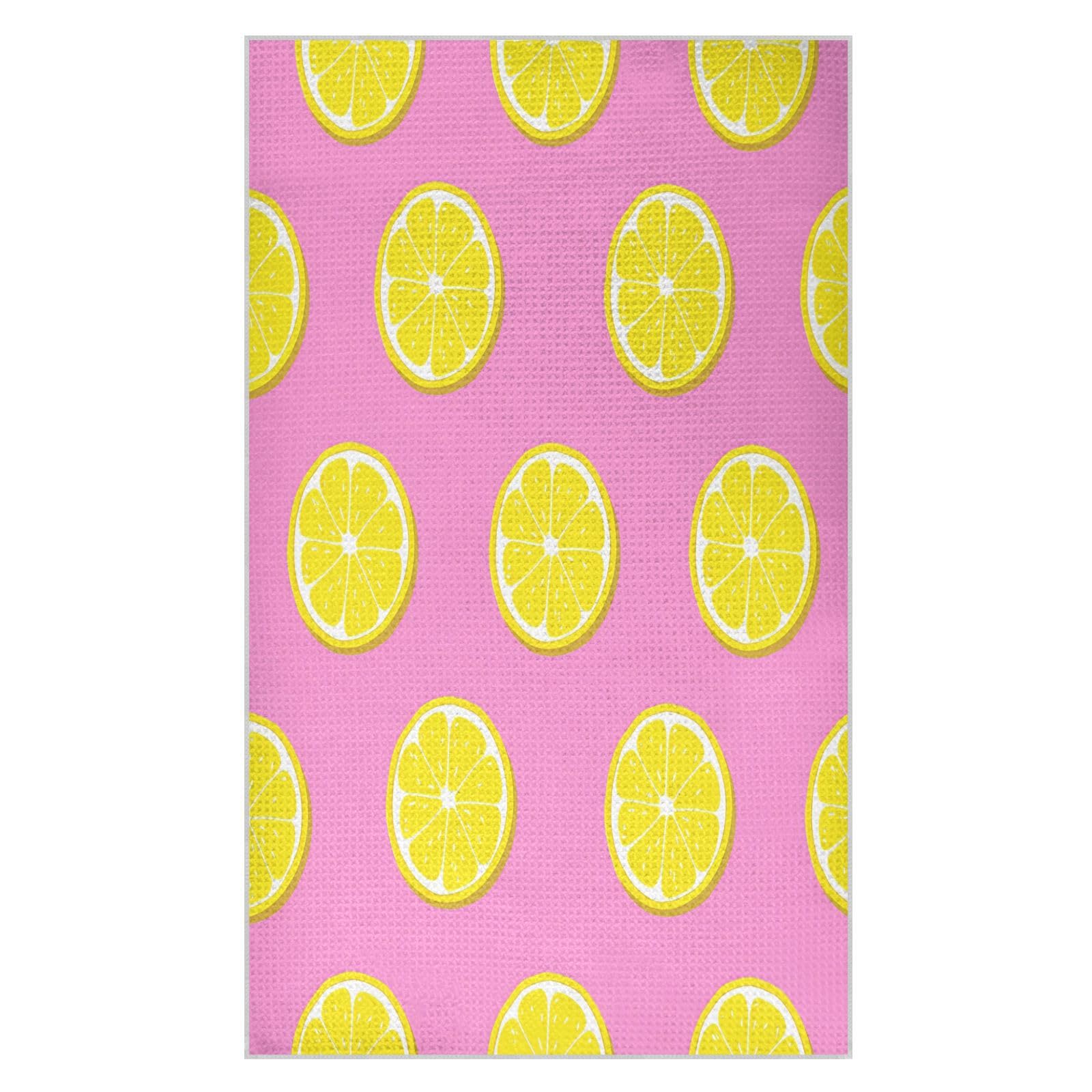 BURSTDDY Yellow Lemon Slices Kitchen Towels,Absorbent Dish Towels 2 Pack
