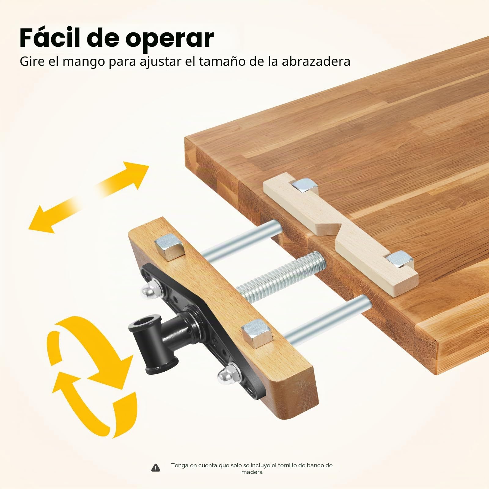 Tornillo de banco de madera para carpintería, carpintería, bricolaje, taller, con 15 cm de distancia central, 20 kg, capacidad de carga 5,3 kg, color negro y plateado