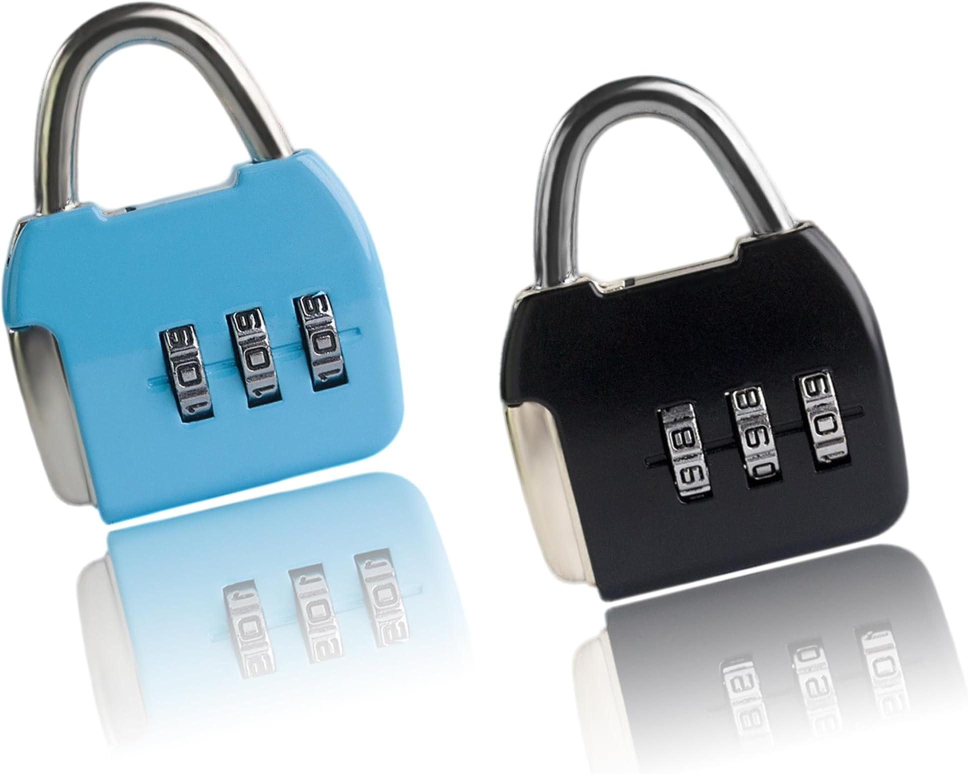 – Mini 3-Digit Combination Lock 2 Pcs Set – Travel Luggage Locks for Suitcases, Backpacks, Toolboxes, Zippered Bags & Small Cabinets (1 Black & 1 Blue)