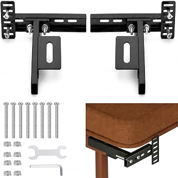 Heavy-Duty Adjustable Metal Bed Headboard Brackets Kit with Footboard Extension, Universal Fit for Twin, Full, Queen & King Beds, Powder-Coated Black