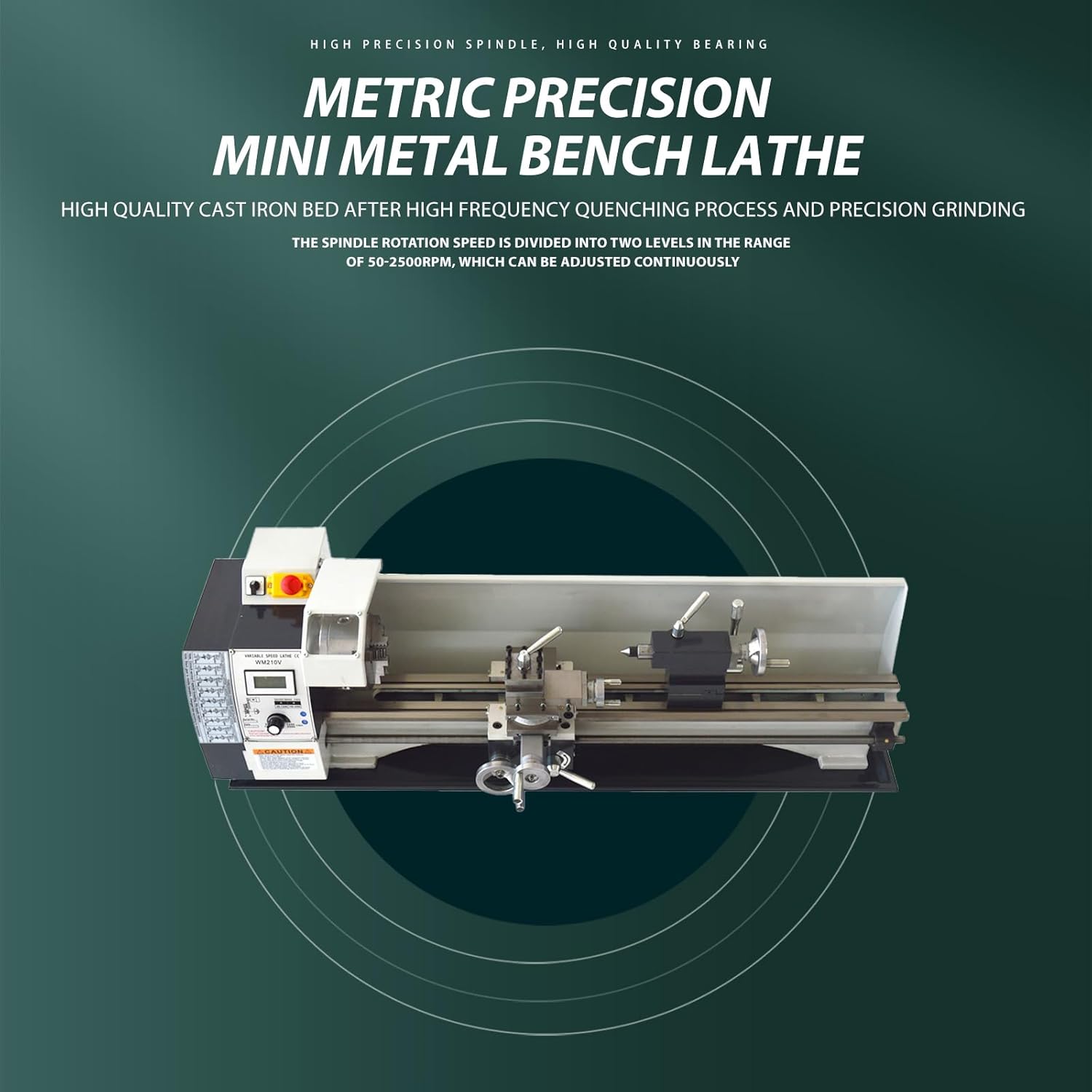 Mini Metal Lathe Low Noise 900W Brushless Motor 8"x32" Metric Precision Lathe DIY Mini Lathe 110V