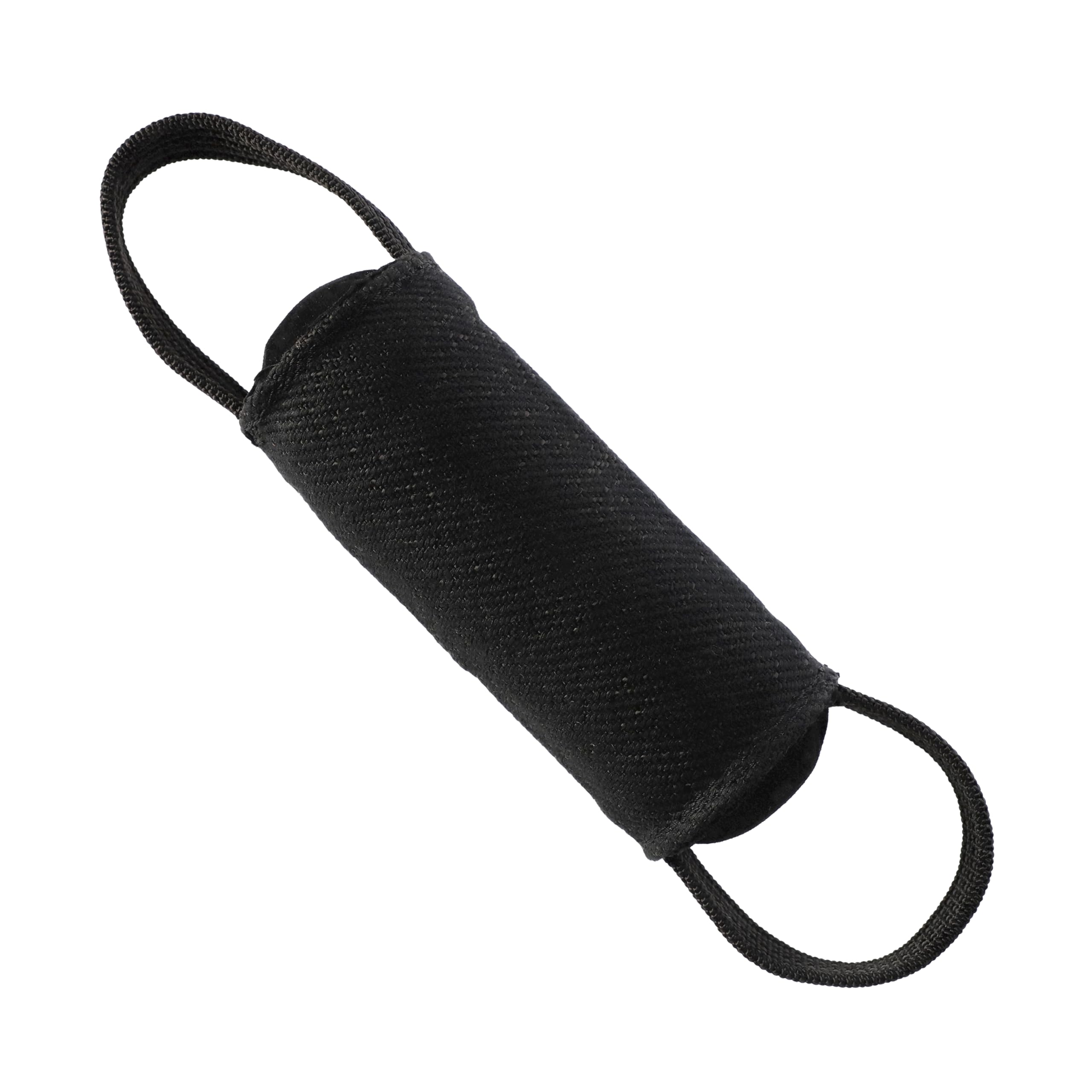 DINGO GEAR Dog Training Tug Toy Cylinder-Shaped Dummy for IGP, Bite Lessons, Dog Sports, Retrieve, Tug of War, Play, 2 Handles, Black Nylcot 15 x 6 cm (S02808)