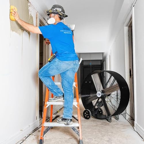 Miniatura 7 de Maxx Air Ventilador industrial de barril de transmisión por correa de 42 pulgadas, resistente a daños y abolladuras