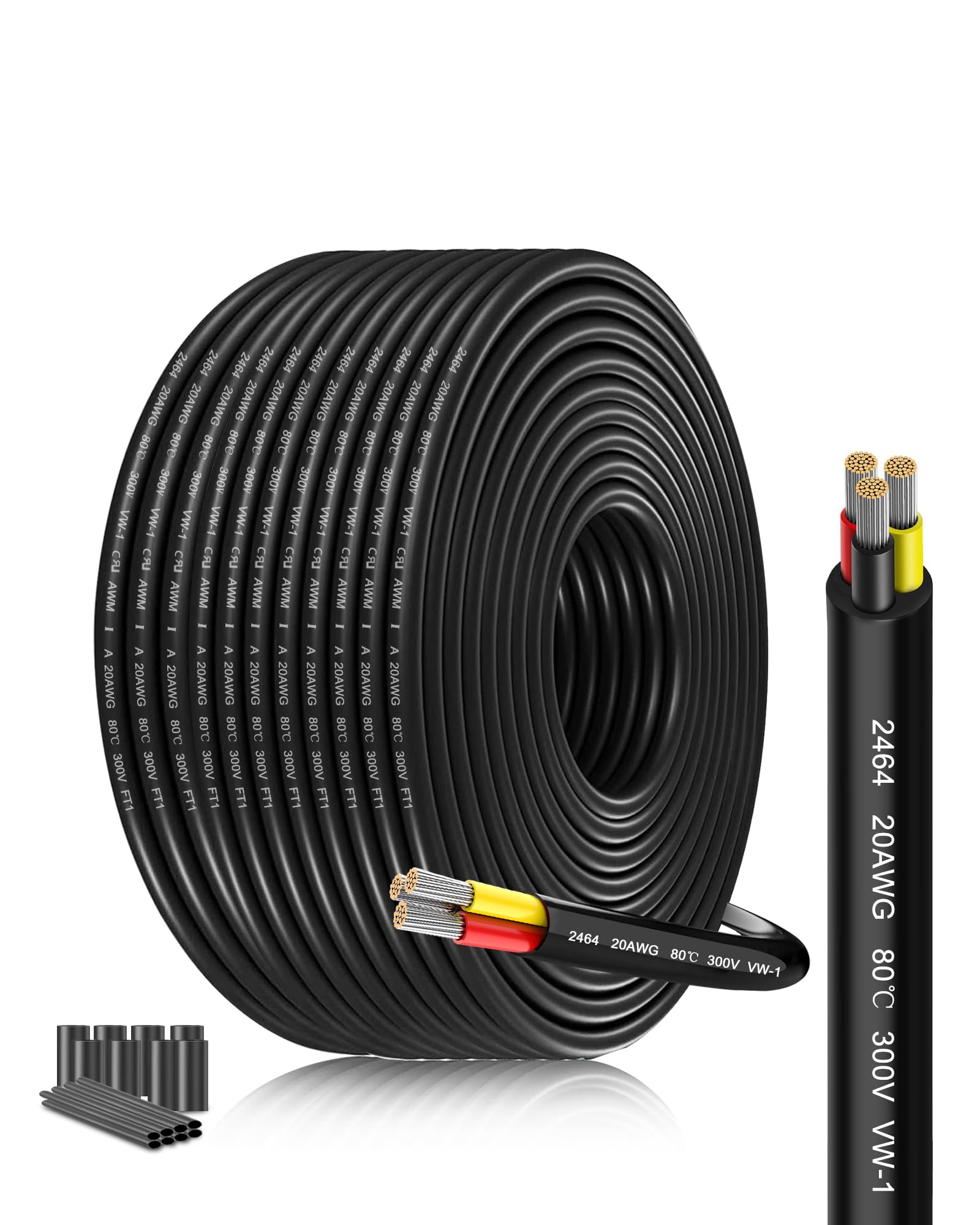 20/3 AWG Electrical Wire, Black, 82.02FT