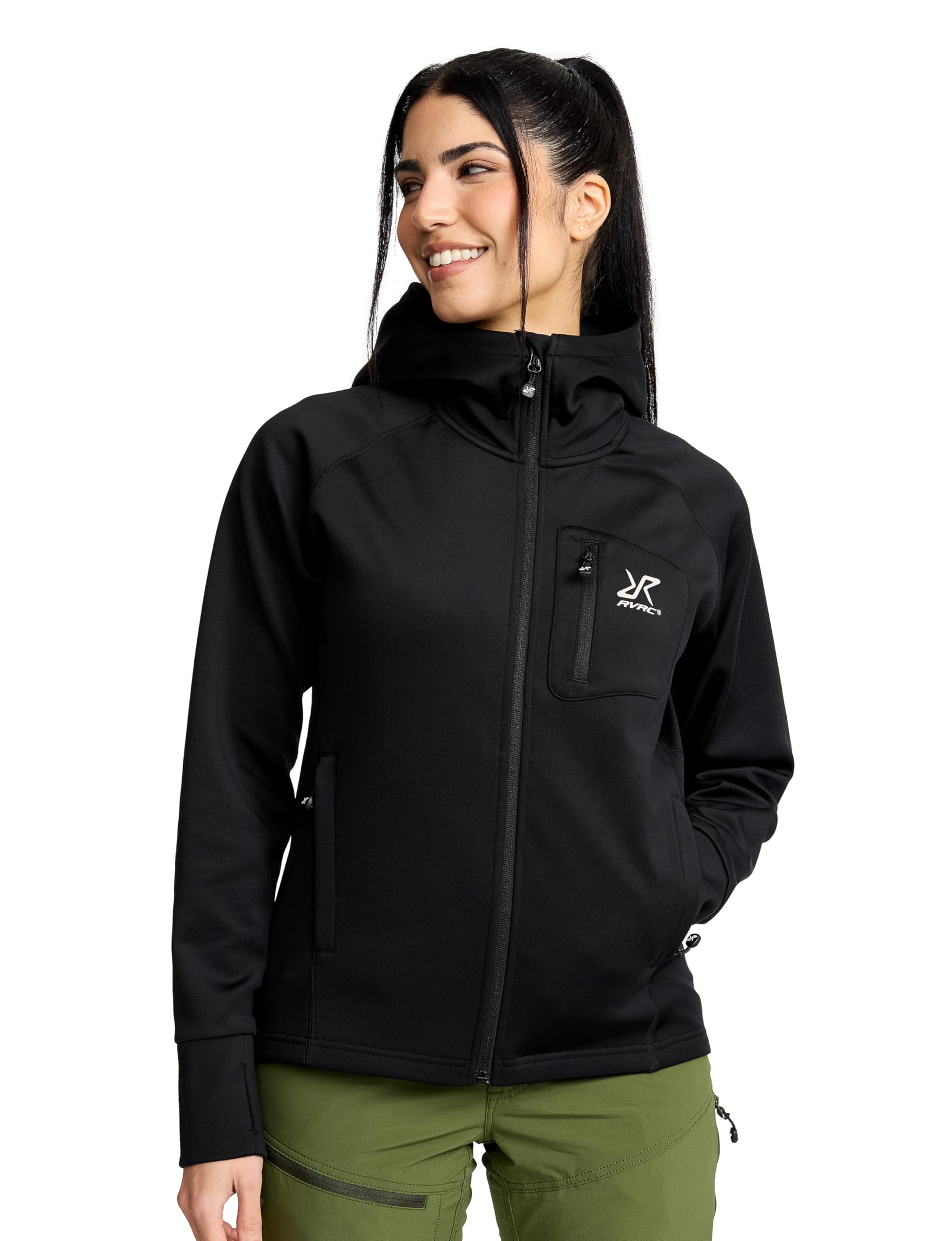 RevolutionRace Evolution Stretch Fleece Hoodie für Damen, Zip Hoodie für Wandern und Outdoor-Aktivitäten