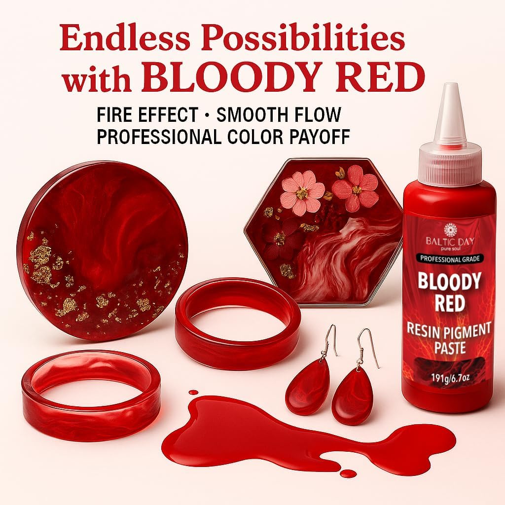 Bloody Red Epoxy Resin Pigment Paste XL (191g/6.7oz) – Opaque Epoxy Dye & High Concentration Coloring Paste, Mica Powder Alternative for Resin Art, Jewelry, Tumblers, River Tables & Crafts - Image 5